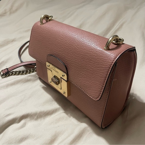 Aldo Barbiecore Faux Leather Crossbody Rose Gold Purse - Picture 1 of 7